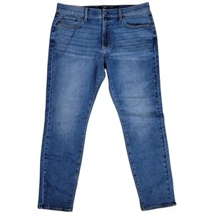 Lucky Brand Mens 411 Athletic Taper Blue Jeans Size 36 **Missing Button**